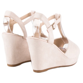 Bella Star Sandales compensées en daim beige 6
