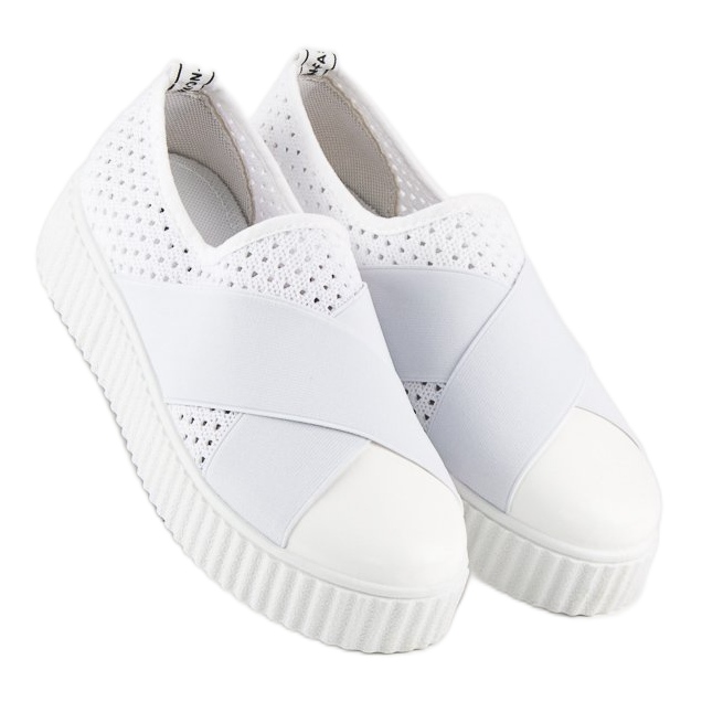 Baskets creepers ajourées blanche 1