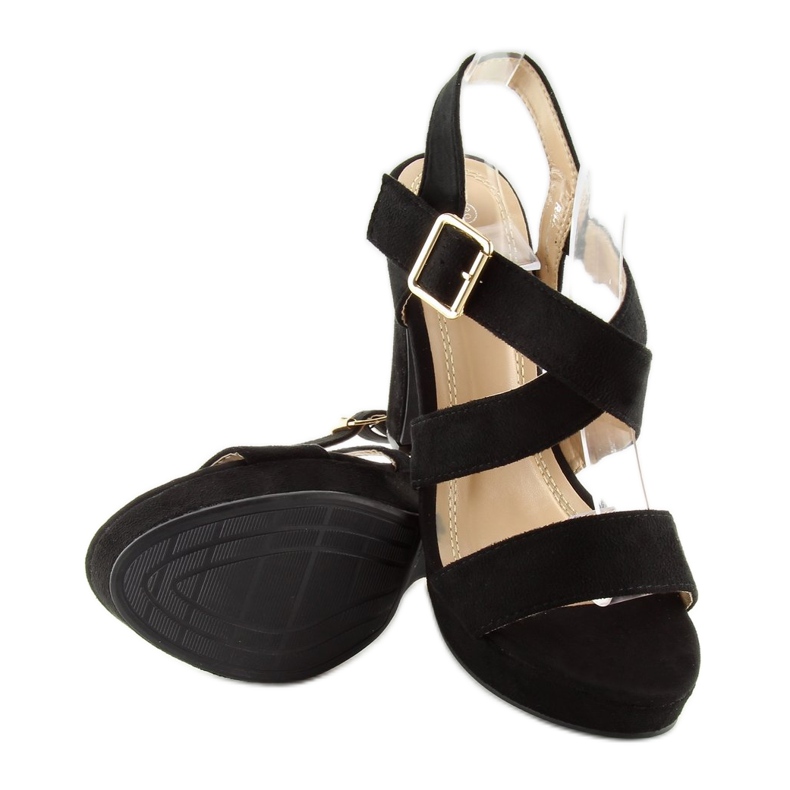 Sandales noires sur le poteau BJ1602-SD noir 2