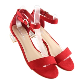 Sandales à talons hauts avec cristaux 99-78 rouge 2