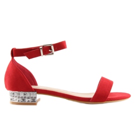 Sandales à talons hauts avec cristaux 99-78 rouge 1
