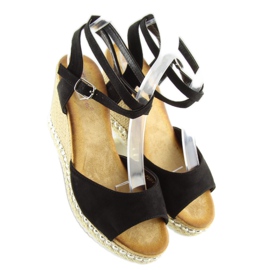 Sandales noires sur le coin LJ-5K41 noir le noir 2