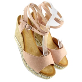 Sandales sur un coin beige LJ-5K41 nude 2