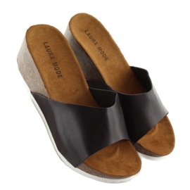 Chaussons noirs JM26 noirs sur semelle compensée confortable le noir 6