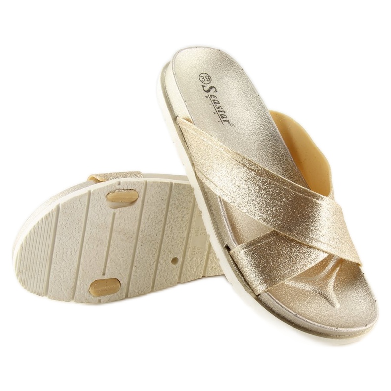 Chaussons dorés femme CK47P or d'or 1