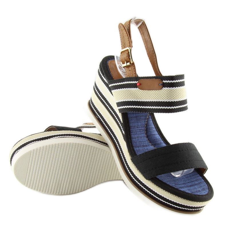 Sandales noires à talon compensé D-37 noir le noir 2