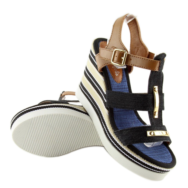 Noir YQ05 Sandales compensées noires 1