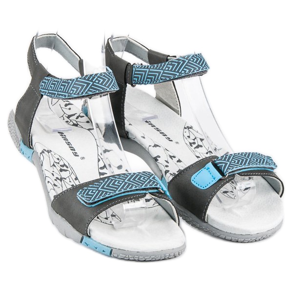 Hasby Sandales plates à scratch gris 2