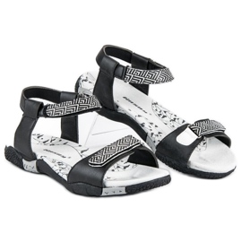Hasby Sandales Plates Avec Velcro le noir 2