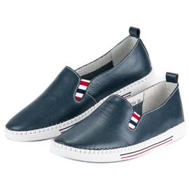 Filippo Slipons en cuir bleu marine 2