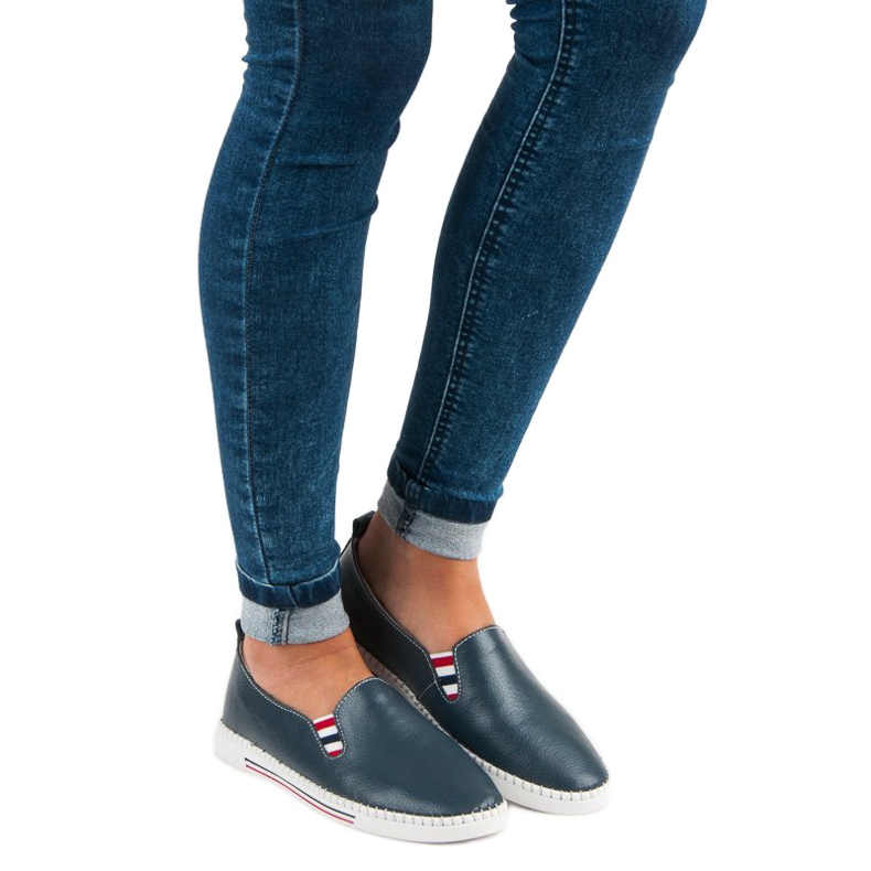 Filippo Slipons en cuir bleu marine 1