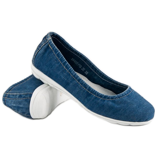 Filippo Ballerines en jean bleu 2