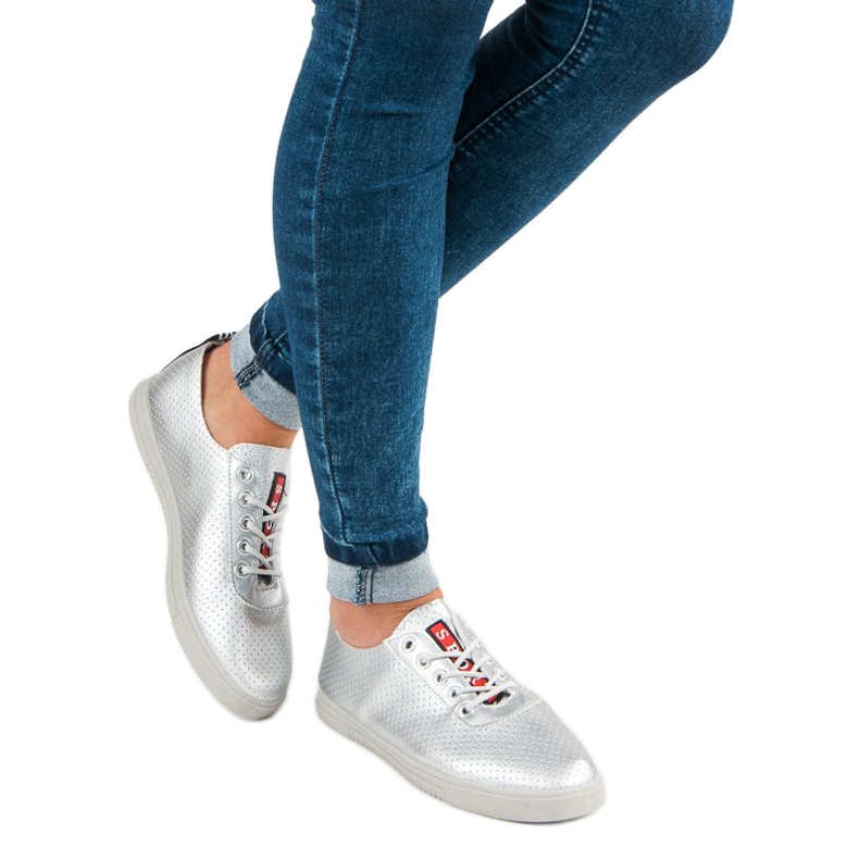 Baskets Argentées Ajourées gris 1