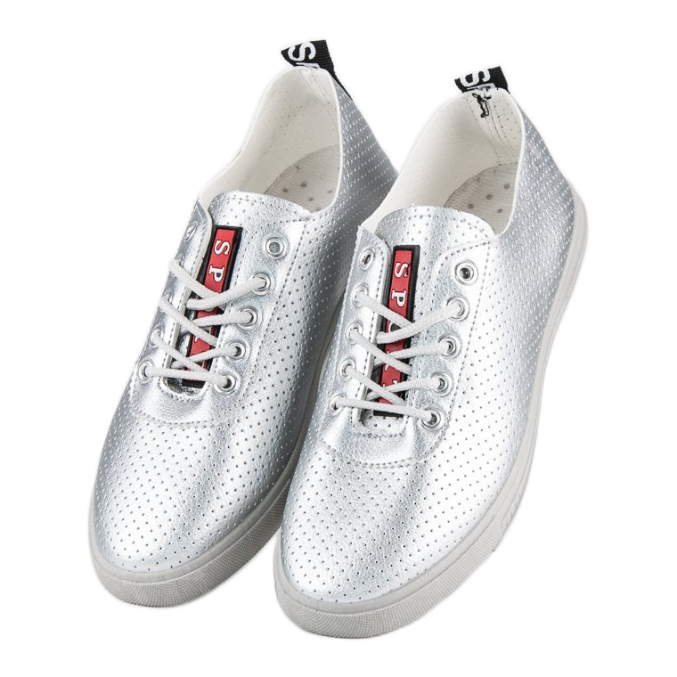 Baskets Argentées Ajourées gris 2