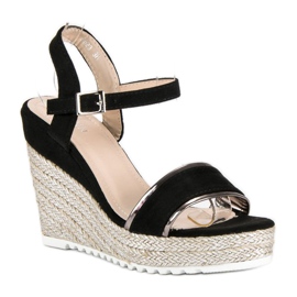 Erynn Espadrilles compensées confortables le noir gris 1