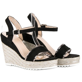 Erynn Espadrilles compensées confortables le noir gris 4