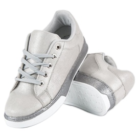 Baskets nouées argentées gris 2