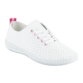Baskets mckeylor ajourées blanche rose 1