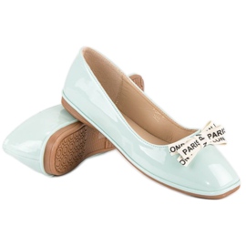 Ideal Shoes Ballerines laquées menthe vert 2