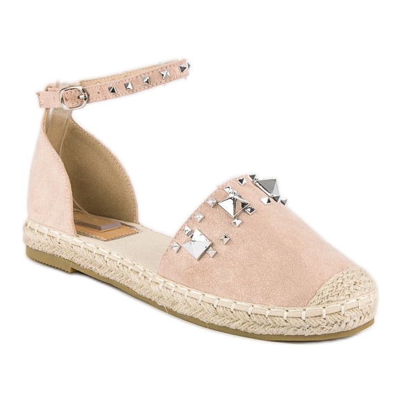 Sandales espadrilles plates rose 1
