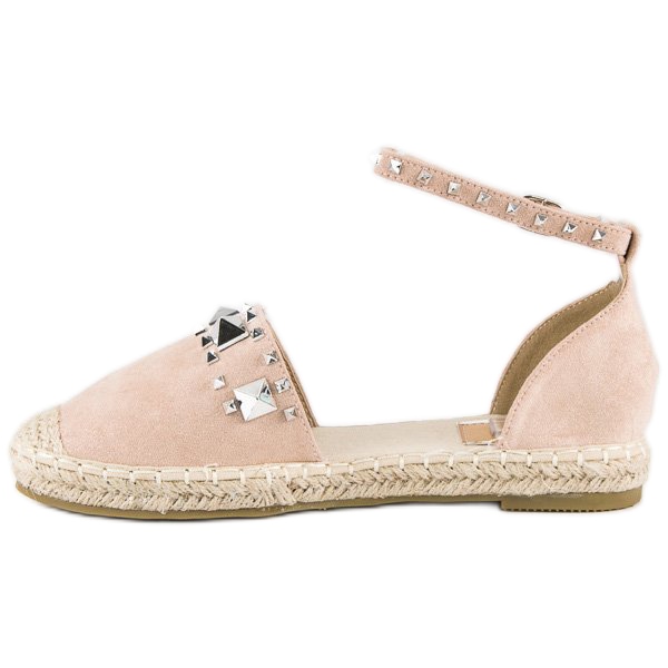 Sandales espadrilles plates rose 2
