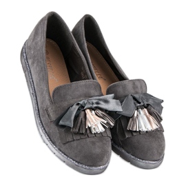 Bestelle Mocassins en daim à franges gris 5