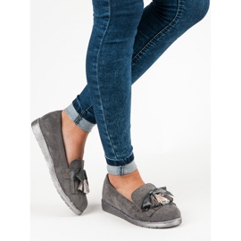 Bestelle Mocassins en daim à franges gris 2