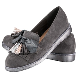 Bestelle Mocassins en daim à franges gris 4