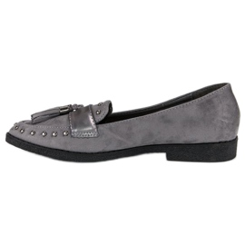 Mocassins gris à franges 1 Mocassins gris à franges 1