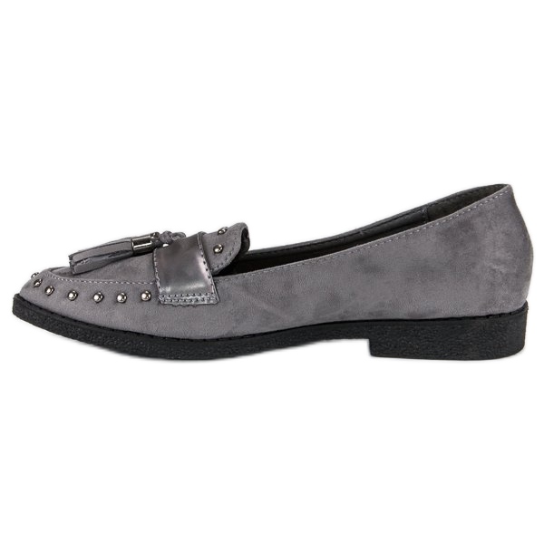 Mocassins gris à franges 1 Mocassins gris à franges 1