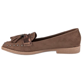 Mocassins marron à franges brun 1