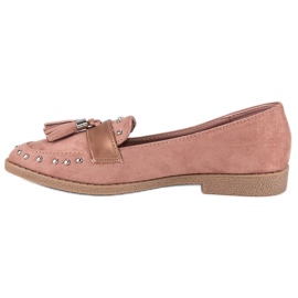 Mocassins roses à franges 1