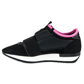 Chaussures de sport à enfiler noir rose 1