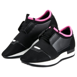 Chaussures de sport à enfiler noir rose 2