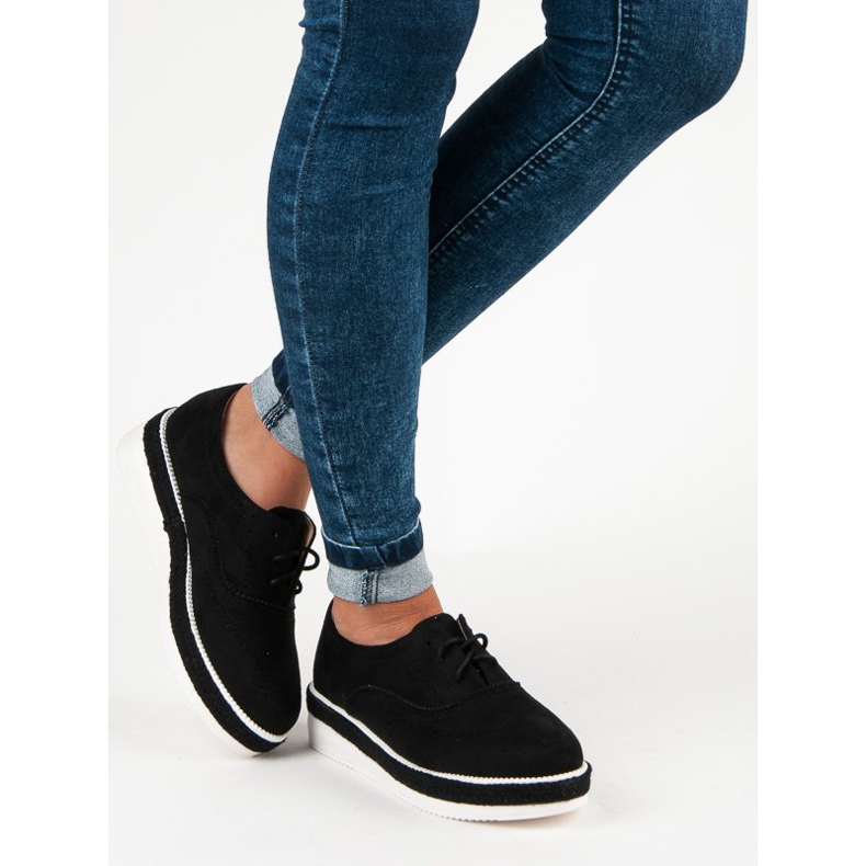 Erynn Chaussures en daim à lacets le noir 1