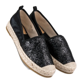 Coura Espadrilles noires à paillettes le noir 1