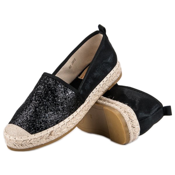 Coura Espadrilles noires à paillettes le noir 2
