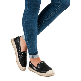 Forever Folie Espadrilles noires à clous le noir 2