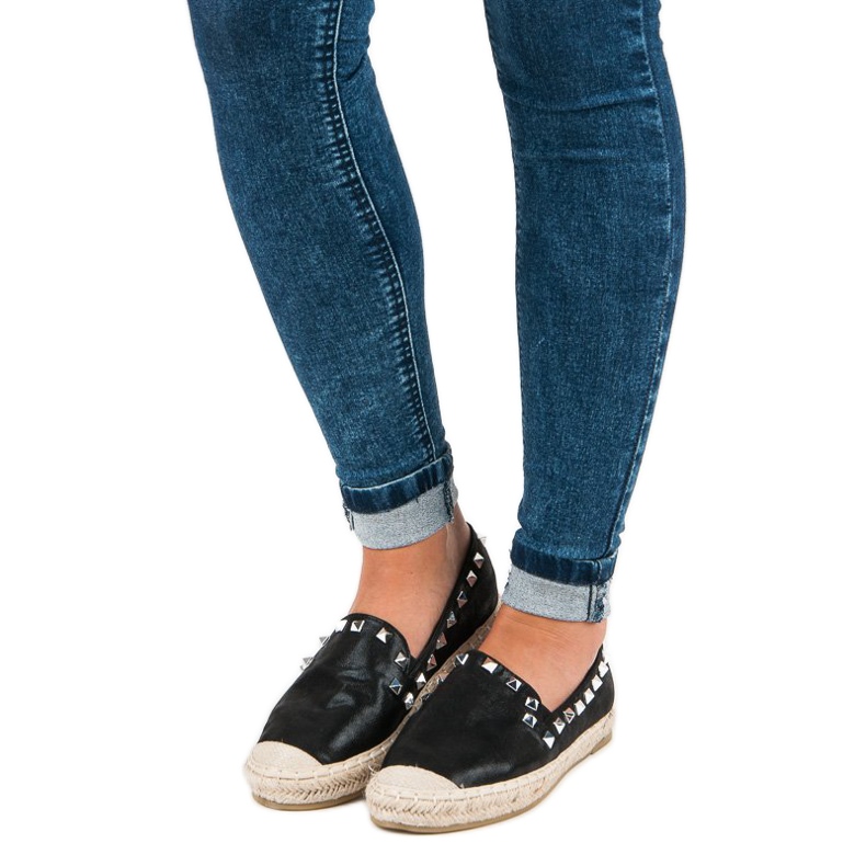 Forever Folie Espadrilles noires à clous le noir 1