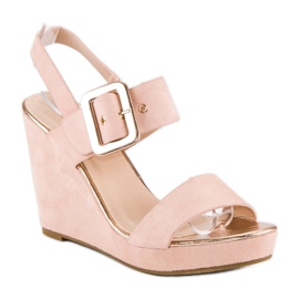 Bello Star Sandales compensées en daim rose 2