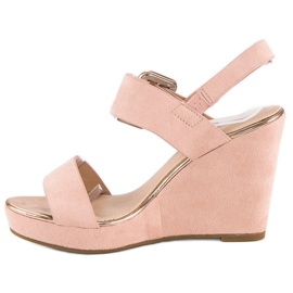 Bello Star Sandales compensées en daim rose 3