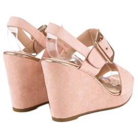 Bello Star Sandales compensées en daim rose 4