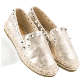 Forever Folie Espadrilles dorées à clous d'or 6