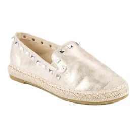 Forever Folie Espadrilles dorées à clous d'or 1