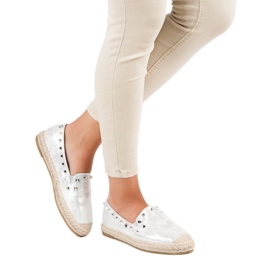 Forever Folie Espadrilles argentées à clous gris 6