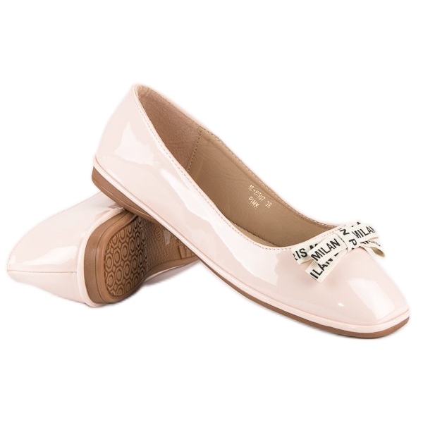 Ideal Shoes Ballerines Laquées Poudre rose 1