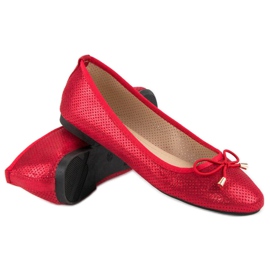 Super Mode Ballerines ajourées rouge 4