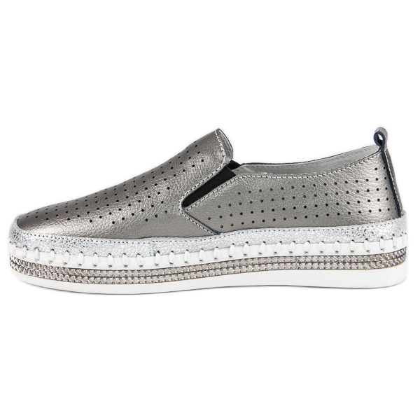 Baskets Vinceza en cuir gris 1