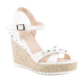 Bello Star Espadrilles compensées avec strass blanche 1 Bello Star Espadrilles compensées avec strass blanche 1