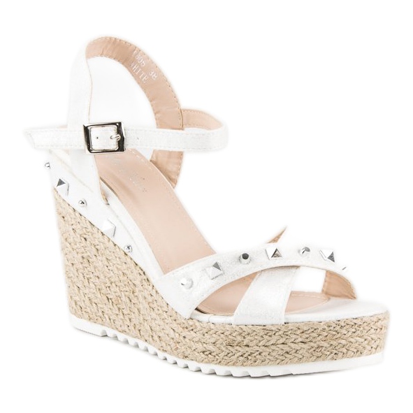 Bello Star Espadrilles compensées avec strass blanche 1 Bello Star Espadrilles compensées avec strass blanche 1